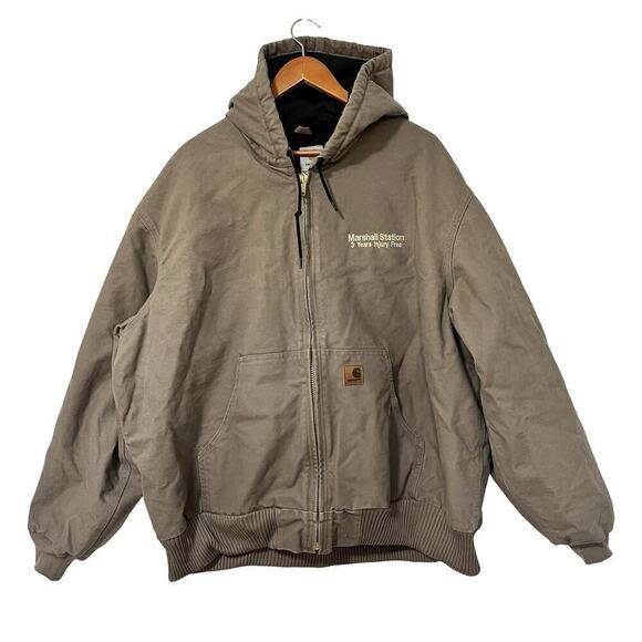 VTG Carhartt Men's J130 Hooded Lined Canvas Work Jacket Size 2XL Brown LOGO - Picture 1 of 13